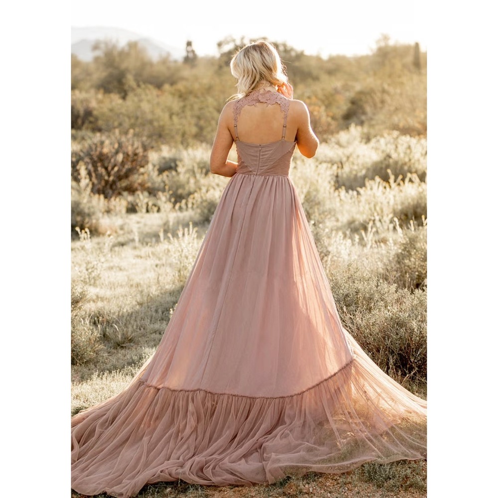 Mia Joy Joyfolie Mckenna Impact Maxi Dress Rose Taupe Wedding Dress XS - Picture 3 of 12